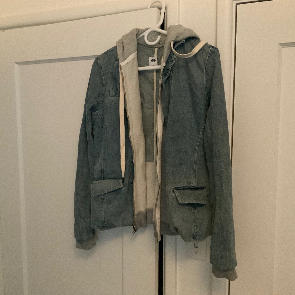 NSF Jean Blazer and Sweatshirt Combo Coat Jacket Size M Cotton Made in the USA